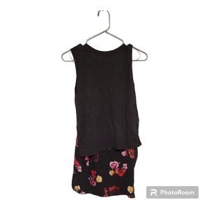 Thakoon Mock Layered Floral Sweater Vest Charcoal X